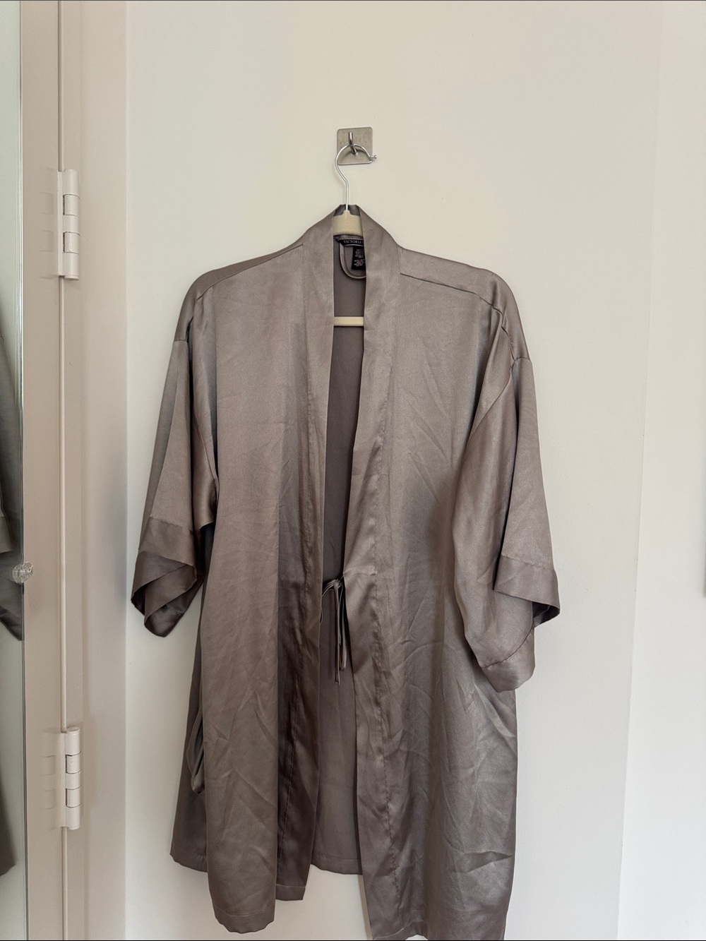 Victoria's Secret Grey Satin Tie-Waist Robe